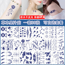 Grass Ben Juice Tattoo Patch Waterproof Persistent Man Emulation Dark Black Ensemble Literal Tattoo half permanent washing off stickers