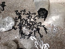 A batch of hooks at the rear of the frame