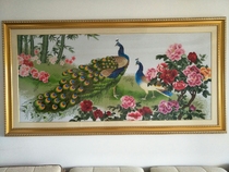 Finished cross-stitch hand embroidery thread embroidery rich flowers blooming Peacock version flowers blooming rich Phoenix peony flower Figure 2 2 2 meters