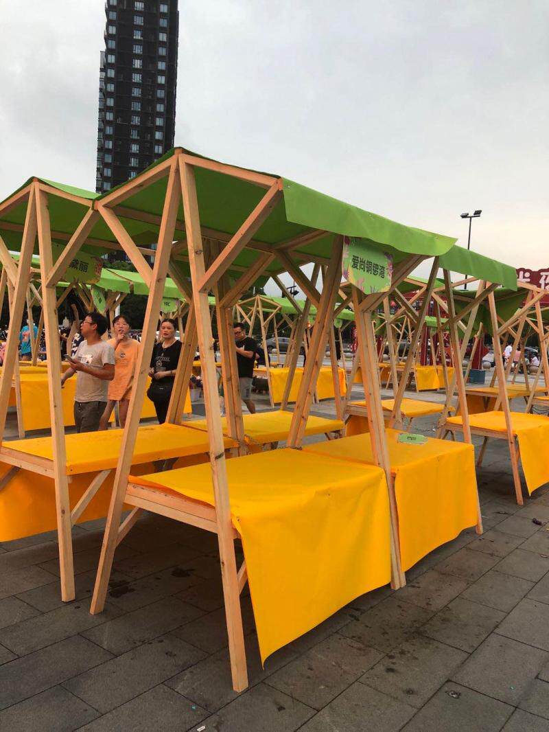 木质摆摊架棚架集市游乐园小吃车大排档钵仔糕可移动展示架车摆