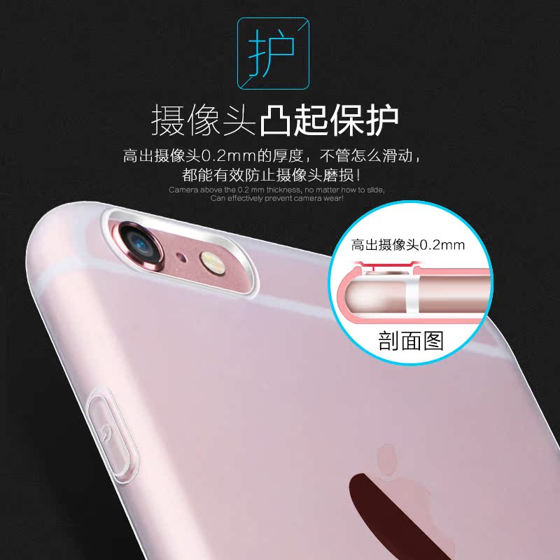 iphone6手机壳 硅胶苹果6splus透明超薄软壳六磨砂外壳防摔简约产品展示图3