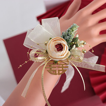 Sensuo Korean style bride wrist flower bridesmaids and sisters hands flowers wedding dins windy merry bridegroom brooch groom