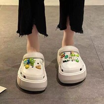 Fashion Tribe Cartoon Cave Dongle Shoes Woman Summer Wear 2022 Spring new thick bottom two wearing Baotou Half slippers cool