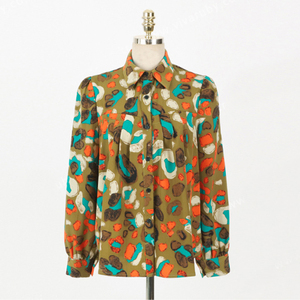 Vintage long sleeve printed silk shirt