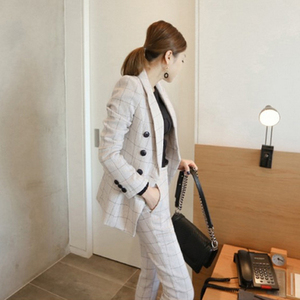 New fashionable autumn lapel and double-breasted button two-piece  