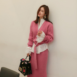 Fashion cardigan sweater dress two piece set