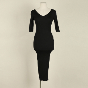 Fall 2020 new T-shirt V-neck slim dress