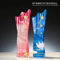 New color printing crystal trophy custom creative medals Free lettering Staff honor award cup making souvenirs