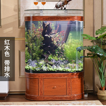 Round ecological fish tank aquarium household living room water free European type floor standing vertical medium and large goldfish tank