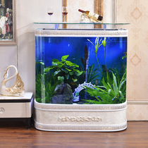 Round ecological goldfish tank aquarium living room custom-made bottom filter-free European type floor-standing household vertical large