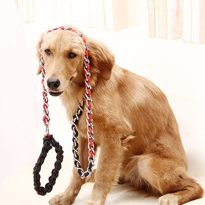 狗狗铁链防咬狗链子牵引绳金毛哈士奇阿拉斯加中大型犬狗绳子包邮