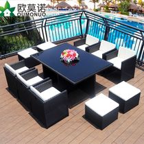 Outdoor Rattan Chair Casual Dining Table And Chairs Combined Indoor outdoor Courtyard Rattan table and chairs Garden Balcony Hotel Dining Table Seat