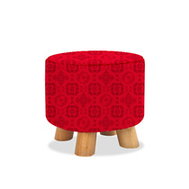 Red Silk Edison chair Trendy round stool clot furniture Home interior apartment shop Studio low stool