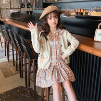 Girl dress autumn dress foreign style College Style little girl princess dress in big childrens clothing spring and autumn Net red suit skirt