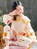 Childrens long-sleeved pajamas set Spring and Autumn girls cotton long-sleeved home clothes little girl foreign childrens children autumn