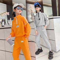 Girls two-piece set 2021 new autumn clothes in children foreign fashion fashion childrens clothing little girl spring and autumn casual clothes
