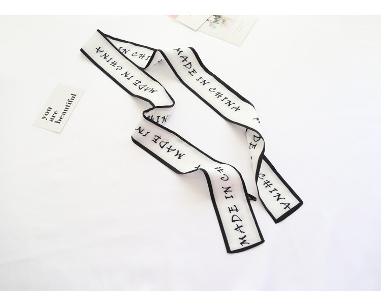 黑白男女通用bf中性风窄长丝巾飘带 细长条装饰蝴蝶结领巾气质潮