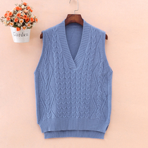 Sweater vest womens autumn and winter thickened wool waistcoat outside the shoulder knitted vest size bottoming womens vest spring and autumn