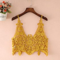 Outside small vest womens summer short hollow top design sense water-soluble lace small suspenders wear ins Super fire