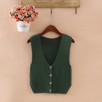 Knitwear womens cardigan Spring and Autumn outside the shoulder slim wool vest vest womens short sweater womens winter