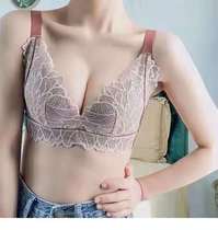 Summer light-colored underwear women gather thickened rimless bra Thin upper support anti-sagging adjustment type white bra