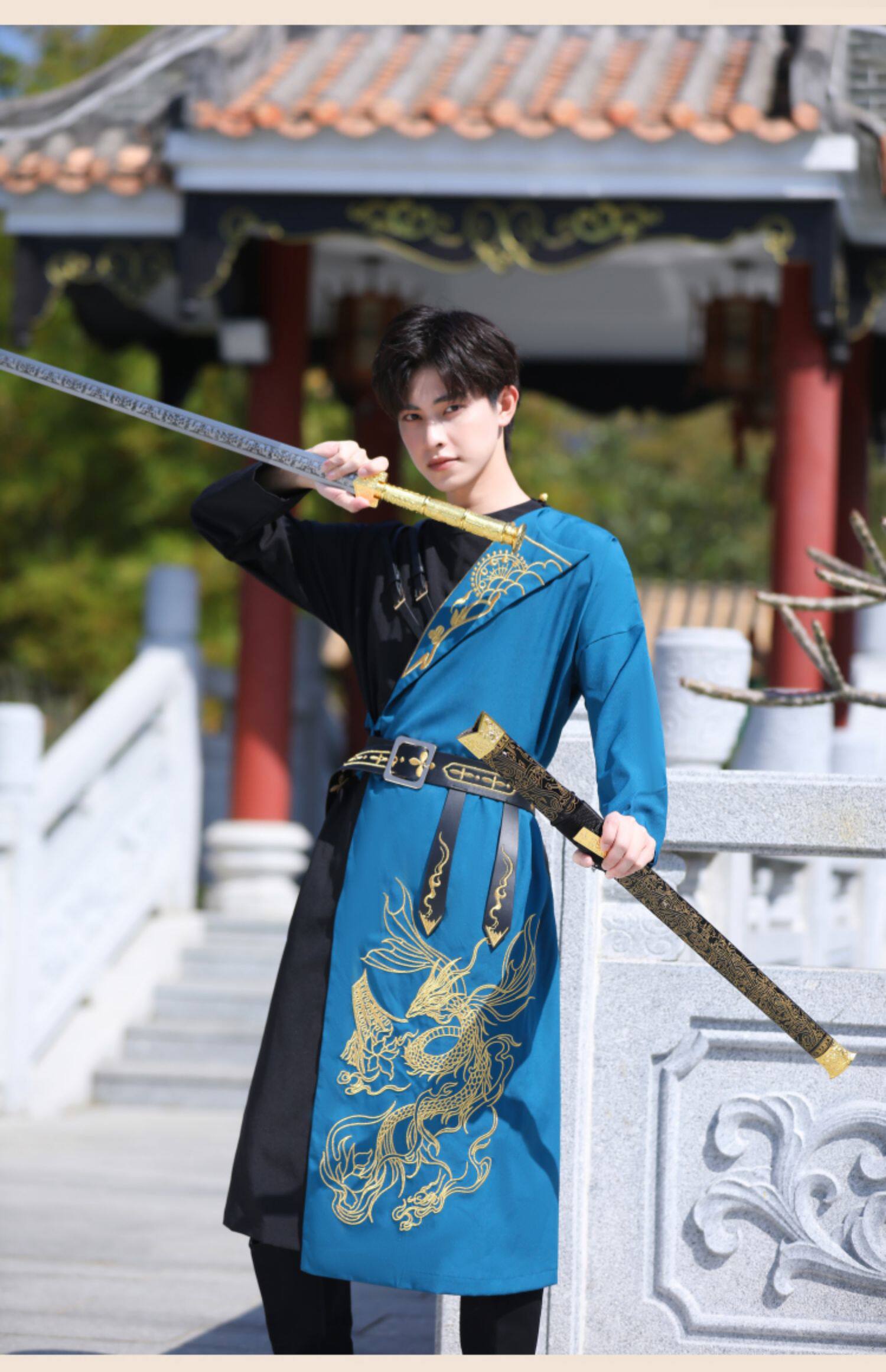 夏新款原创惊纹男装汉服锦衣卫刺绣表演服班服 绣花腰带