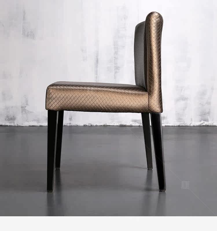 拉洛lalo 香槟色矮背咖啡椅 菱格纹pu皮软包椅 低背简约餐台椅