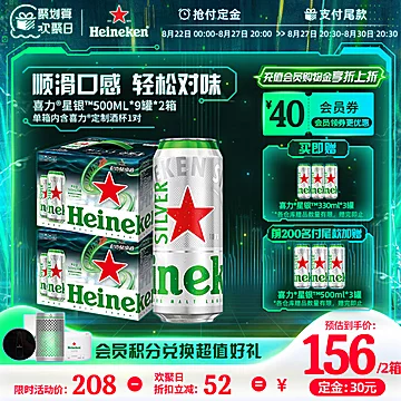 【欢聚日预售】喜力星银电音啤酒礼盒2箱[40元优惠券]-寻折猪