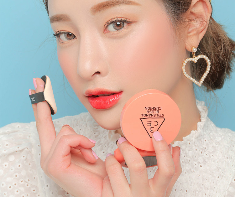 2017韩国3ce正品腮红气垫腮红果汁芒果色显色保湿液体气垫腮红_7折