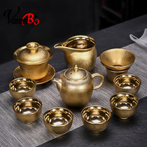 High-grade gilt kung fu tea set home retro office meeting guest light luxury style creative ceramic tea set supplies