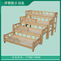 Kindergarten four-layer push-pull bed solid wood three-layer drawer type afternoon care nap bed camphor pine children up and down high and low bed