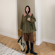 Parker suit 2021 new womens coat mink real fur collar detachable young fur coat long thin thin