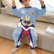 Sleeping bag childrens winter ultraman cotton pajamas boy one-piece autumn and winter long-sleeved warm baby one-piece anti-kick