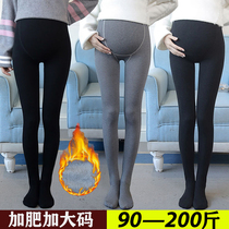 Pregnant women stockings belly support autumn and winter velvet socks plus fat plus size 200 pounds super elastic leggings step on the foot with socks