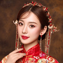 Bride Chinese headdress Xiuhe clothing hair jewelry butterfly costume wedding wedding dragon and phoenix coat phoenix crown tassel hair hairpin jewelry