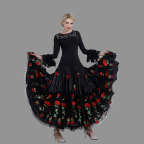National standard dance skirt half-length dress female adult ballroom dance skirt modern dance dress Waltz dress custom
