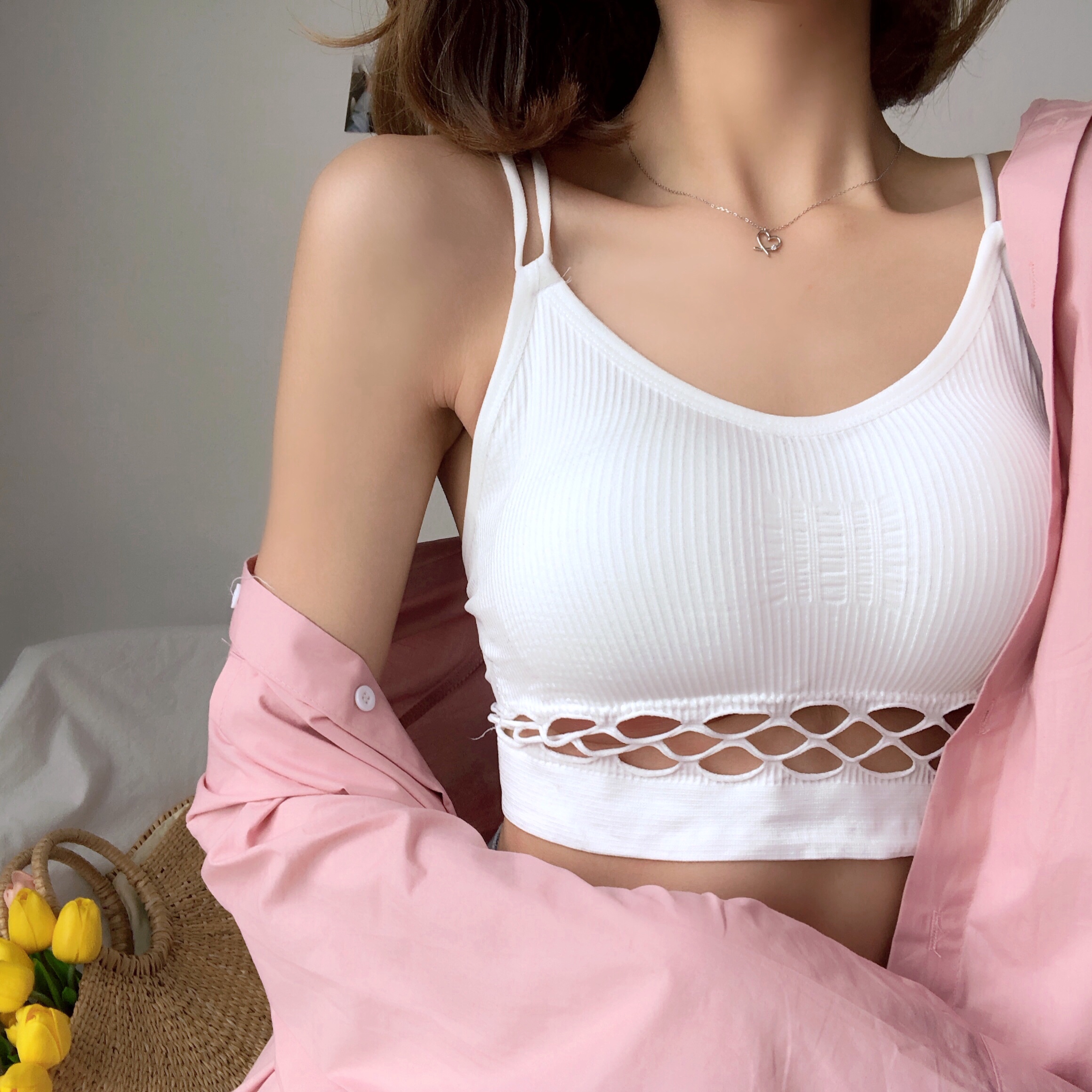 实拍实价~夏季性感镂空美背健身文胸防震背心式跑步运动内衣女