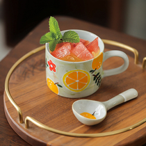 Jingdezhen pile carved hand-painted fruit cartoon cute water cup coffee cup mug childrens milk ceramic cup