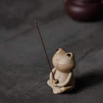 Handmade small incense burner Household incense holder Mini line incense stand Sandalwood creative ornaments Animal frog incense plug incense seat Tea pet