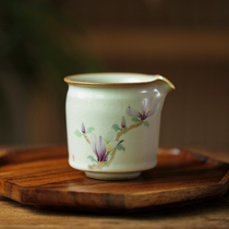 Fanyue Ru kiln open Film full hand-painted purple magnolia gongfu tea ceremony uniform Cup ceramic tea cup male Cup