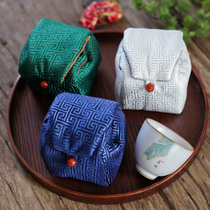 Chinese elegant handmade brocade reprint bag tea bag tea bag storage bag Master Cup thick tea cup bag