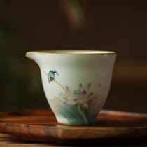 Fanyue Ru Kiln open Film full hand-painted Lotus Kingfisher Gong Cup kung fu tea ceremony uniform Cup ceramic tea cup male Cup