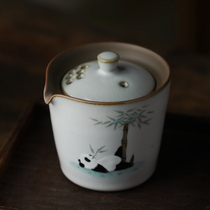 Fanyue Jingdezhen hand-painted bamboo panda hand-grabbed pot Ru kiln open film can raise office convenient tea pot