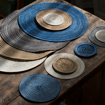 Nordic cotton gauze round table cup mat Western placemat hand woven non-slip soup bowl plate heat insulation mat