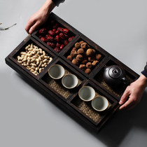 Solid Wood tea set tray Kung Fu tea dry brewing table fruit plate Japanese tray set home serving snacks fruit tea dish tea dish