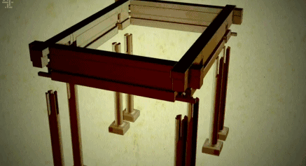 榫卯结构的3d示意图 地震来时,大不了就是一起摇嘛,也不会倒.