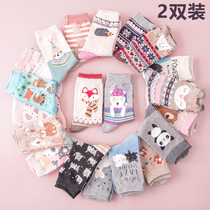Socks female cotton tube socks cute Korean version of the girl soft sister college style Japanese wild cotton cartoon autumn and winter section