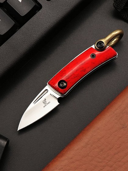 Sandvik 12C27 스틸 미니 나이프 수제 잠금없는 접이식 나이프 펜던트 키 암컷 캐리 온 쇠고기 골절 나이프 Sandvik 12C27 스틸 미니 나이프 수제 잠금없는 접이식 나이프 펜던트 키 암컷 캐리 온 쇠고기 골절 나이프