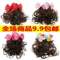 Girl baby wig headgear little girl hair accessories curly hair children hand-woven bow Princess hairclip