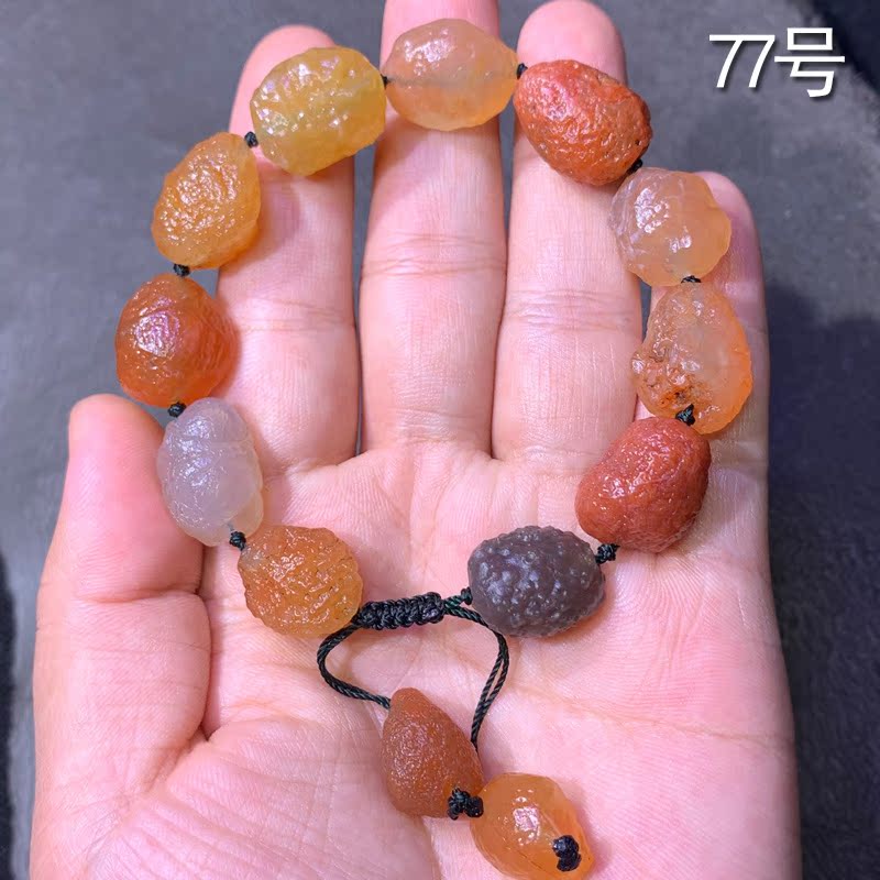天然阿拉善戈壁石 玛瑙原石 精品筋脉石手串 血脉手链 红筋脉